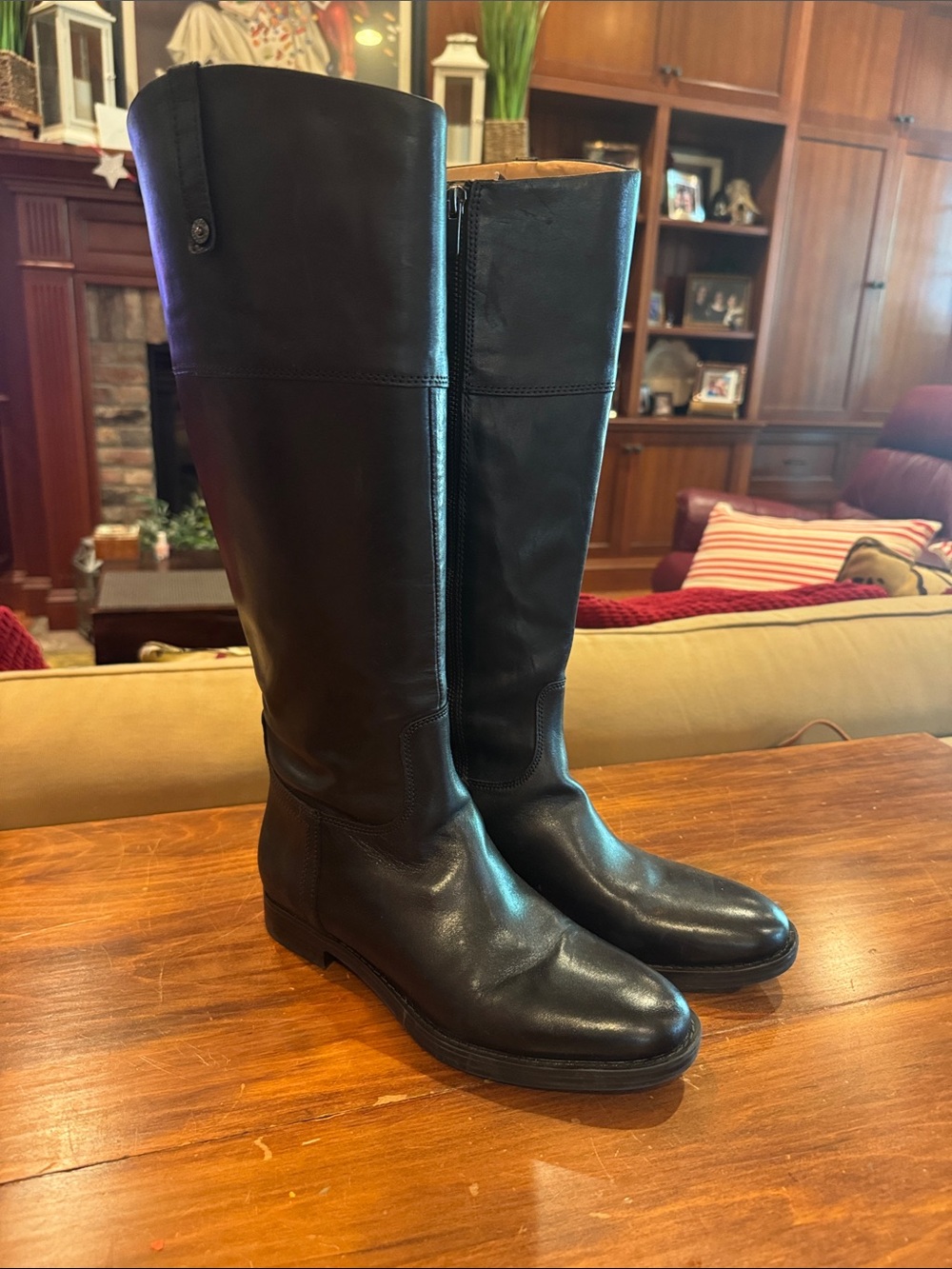 NWT Enzo Angiolini Eaellerby Riding Boots 8 1/2 Black Leather Equestrian 1” Heel